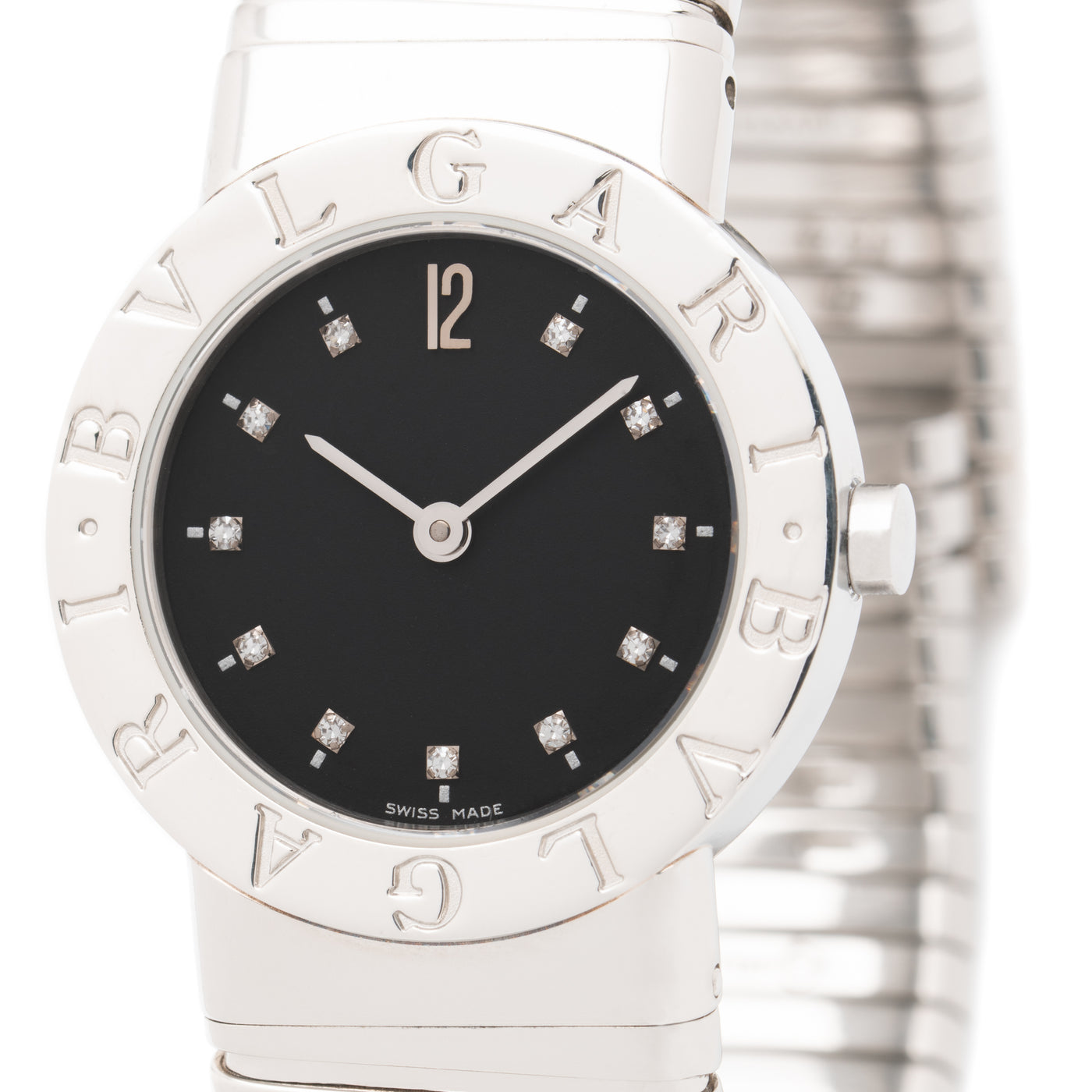 BVLGARI BULGARI STAINLESS STEEL WITH DIAMOND DIAL MODEL BB 26 2TS