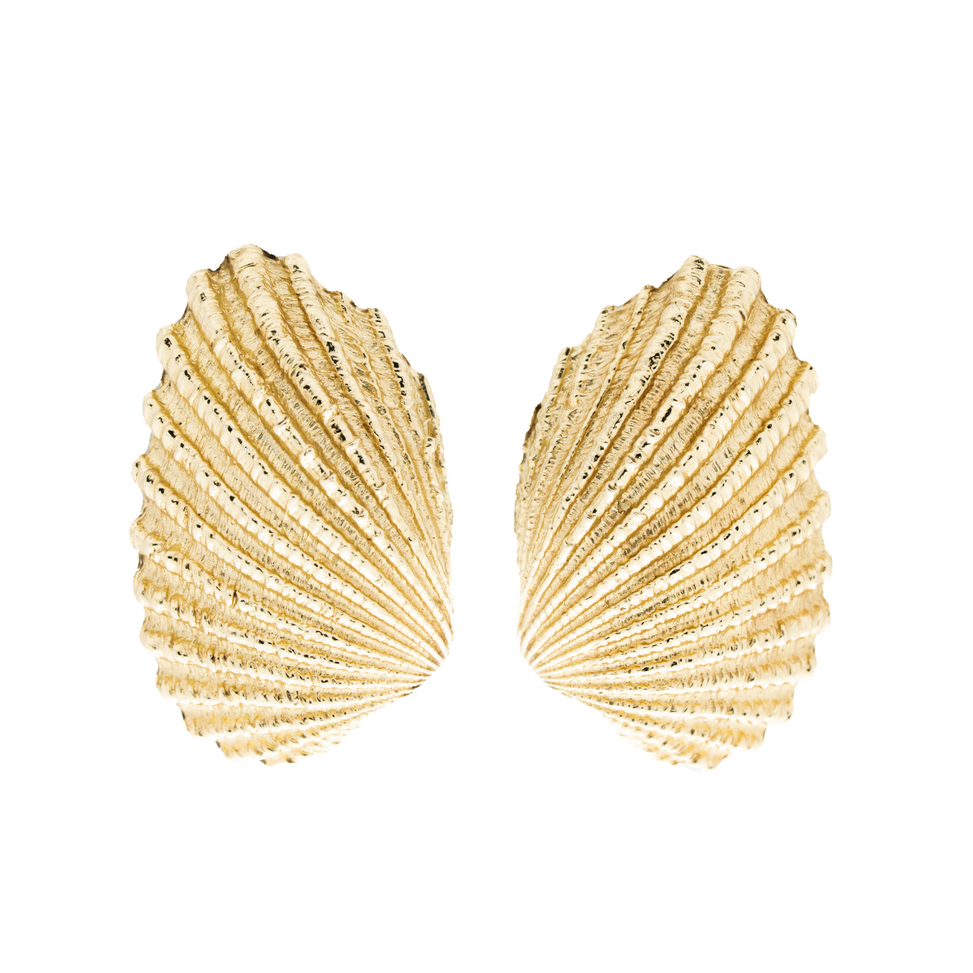 TIFFANY & CO. 14K YELLOW GOLD SCALLOP SHELL EARRINGS c.1960s