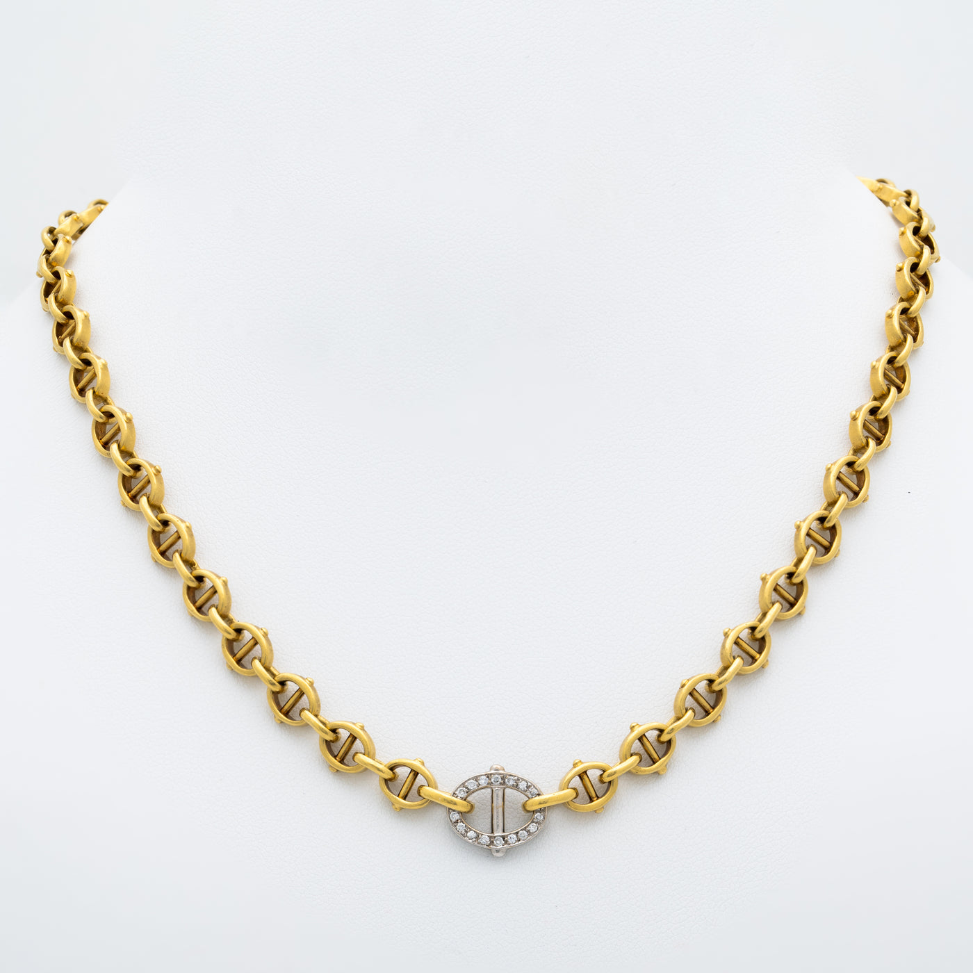 CARTIER 18K YELLOW, WHITE GOLD AND DIAMOND MARINE LINK SHORT COLLAR c.1970s
