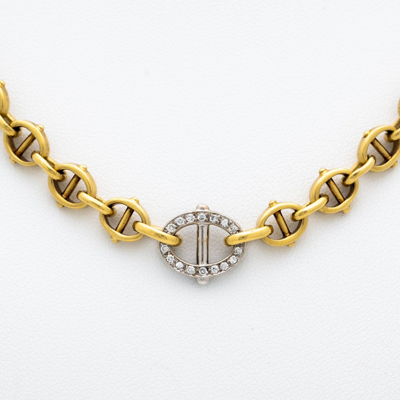 CARTIER 18K YELLOW, WHITE GOLD AND DIAMOND MARINE LINK SHORT COLLAR c.1970s