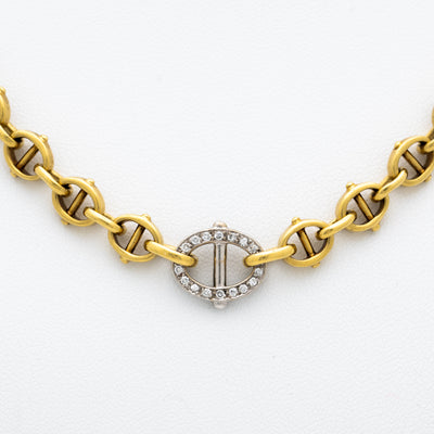 CARTIER 18K YELLOW, WHITE GOLD AND DIAMOND MARINE LINK SHORT COLLAR c.1970s
