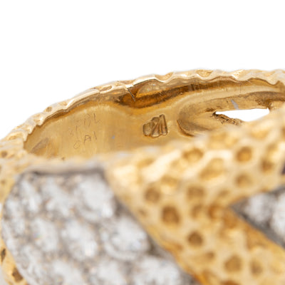 KUTCHINSKY HAND FORGED 18K YELLOW GOLD AND DIAMOND CLUSTER RING