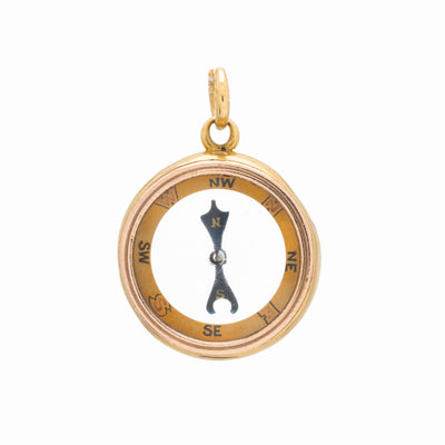 19TH CENTURY 15K YELLOW GOLD COMPASS c.1880s