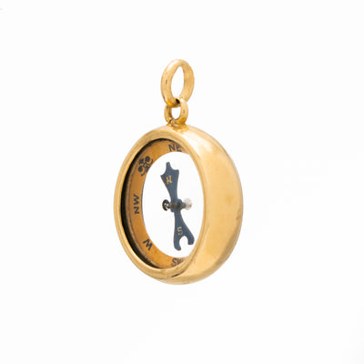 19TH CENTURY 15K YELLOW GOLD COMPASS c.1880s