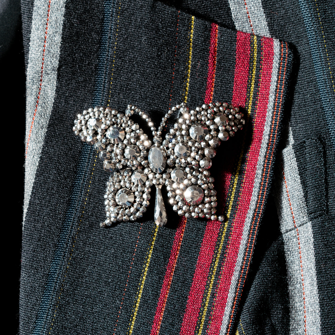 19TH CENTURY CUT STEEL EXTRA LARGE BUTTERFLY BROOCH c.1860s