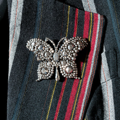 19TH CENTURY CUT STEEL EXTRA LARGE BUTTERFLY BROOCH c.1860s