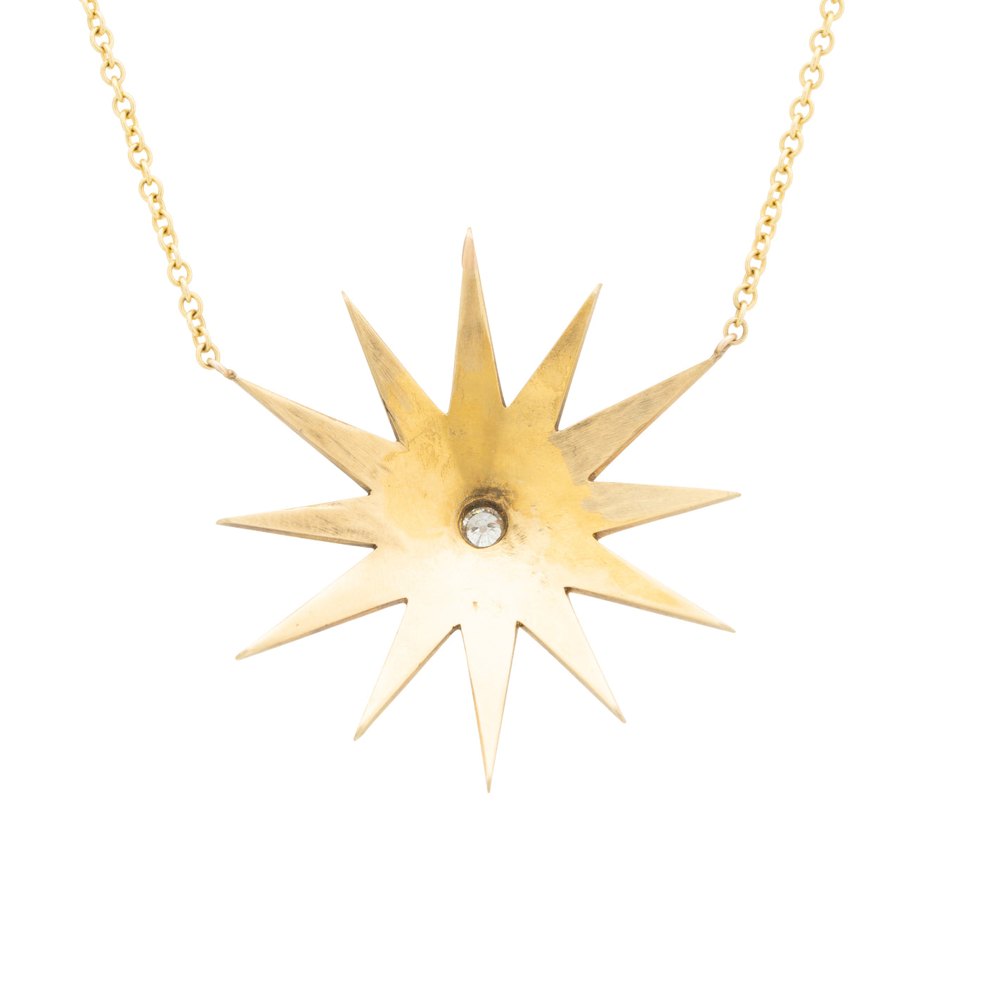 VICTORIAN 18K YELLOW GOLD, DIAMOND AND NATURAL PEARL STARBURST NECKLACE c.1880s