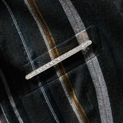 ART DECO FRENCH 18K YELLOW GOLD, PLATINUM AND 3 CARATS DIAMOND THIN DIAMOND BROOCH c.1930s