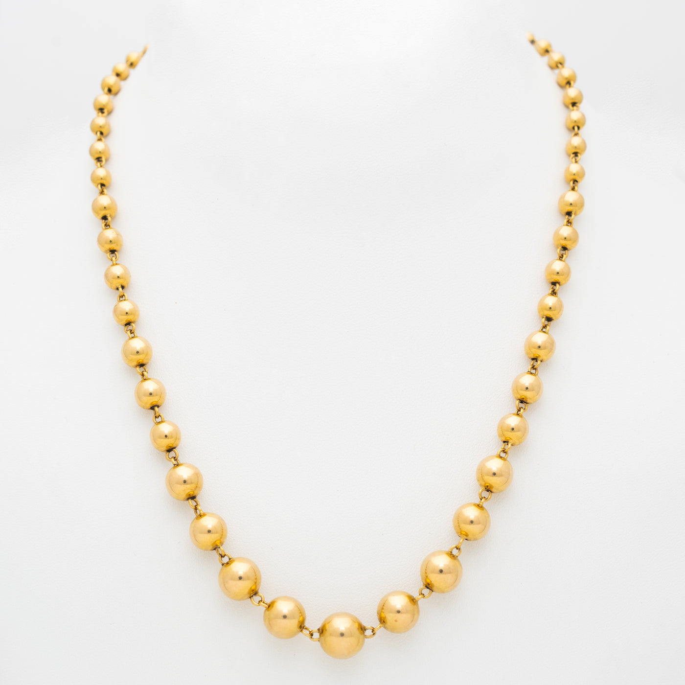 RETRO FRENCH 18K GOLD BALL CHAIN NECKLACE