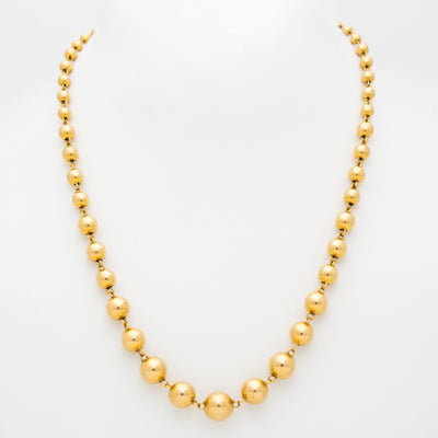 RETRO FRENCH 18K GOLD BALL CHAIN NECKLACE