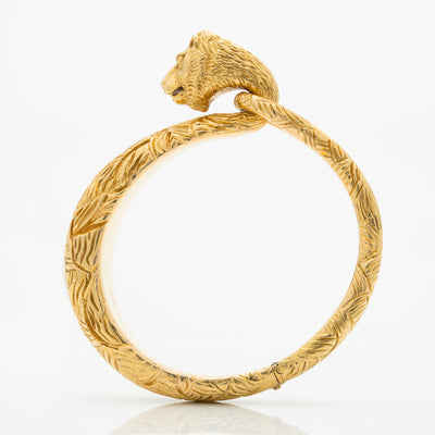 CARTIER 18K YELLOW GOLD LION BANGLE c.1960s