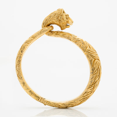 CARTIER 18K YELLOW GOLD LION BANGLE c.1960s