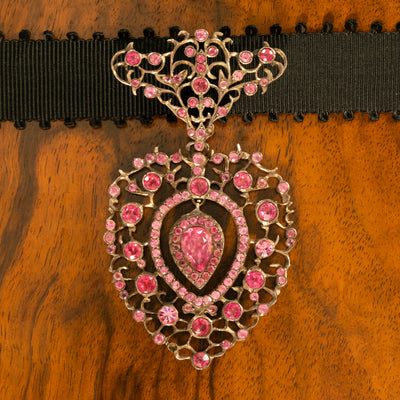 GEORGIAN PINK PASTE and SILVER HEART PENDANT c.1820s