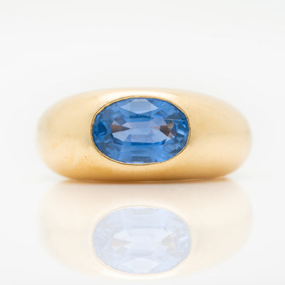 VINTAGE FRENCH 18K YELLOW GOLD 2.76 CTS. CEYLON SAPPHIRE c.1980s