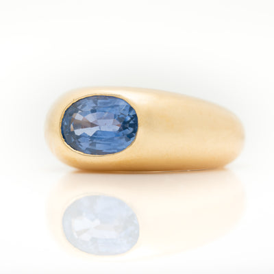 VINTAGE FRENCH 18K YELLOW GOLD 2.76 CTS. CEYLON SAPPHIRE c.1980s