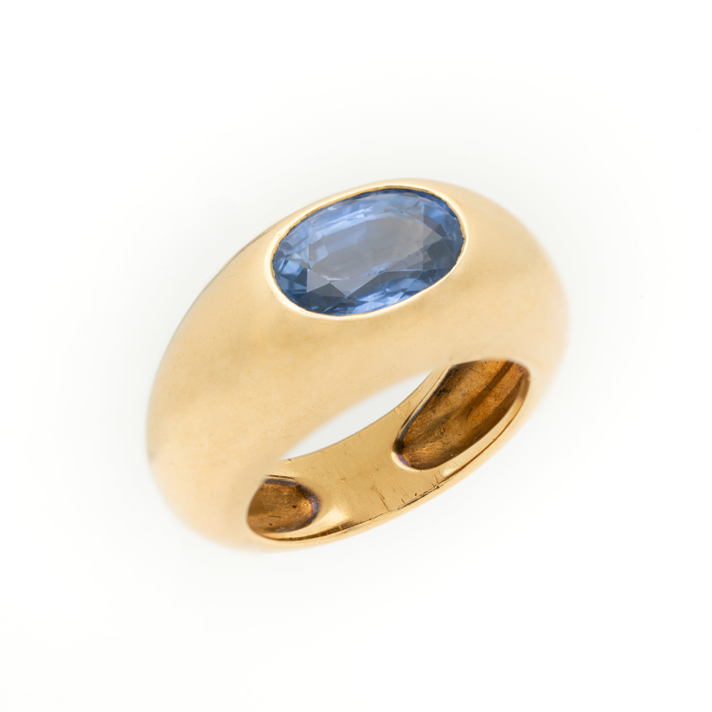 VINTAGE FRENCH 18K YELLOW GOLD 2.76 CTS. CEYLON SAPPHIRE c.1980s