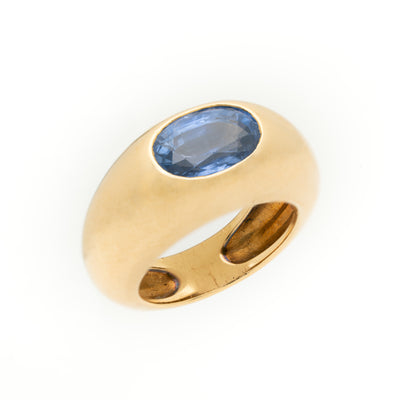 VINTAGE FRENCH 18K YELLOW GOLD 2.76 CTS. CEYLON SAPPHIRE c.1980s