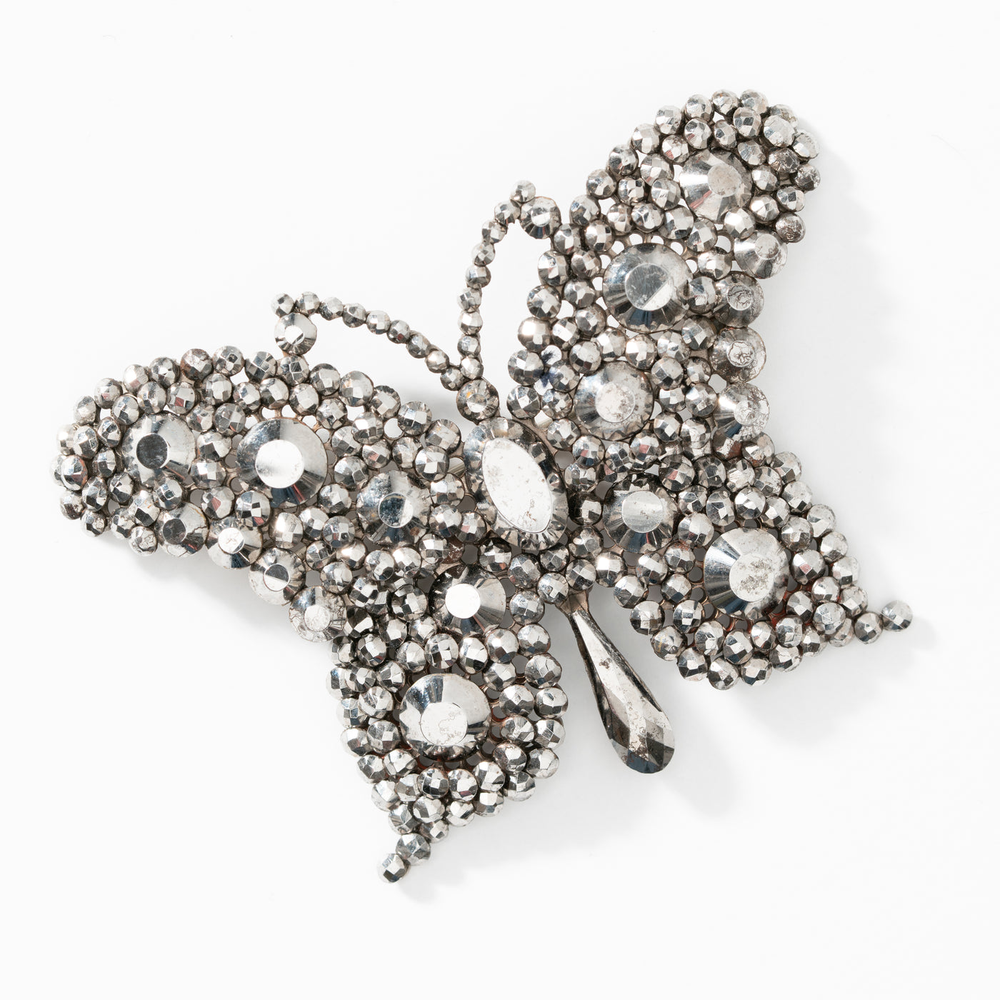19TH CENTURY CUT STEEL EXTRA LARGE BUTTERFLY BROOCH c.1860s
