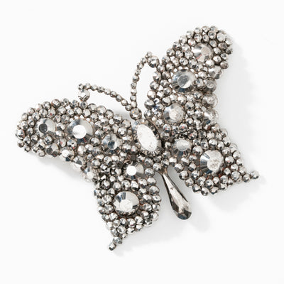 19TH CENTURY CUT STEEL EXTRA LARGE BUTTERFLY BROOCH c.1860s