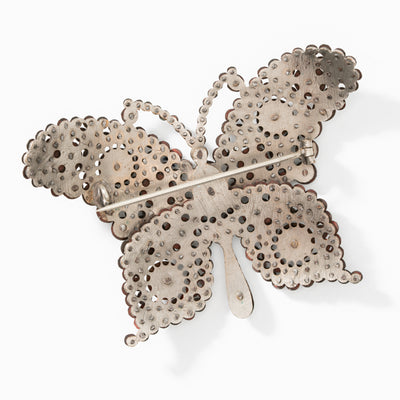 19TH CENTURY CUT STEEL EXTRA LARGE BUTTERFLY BROOCH c.1860s