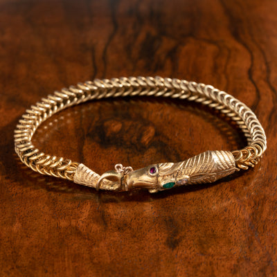 GEORGIAN 18 KARAT EMERALD RUBIES and DIAMOND SNAKE BRACELET c.1820s