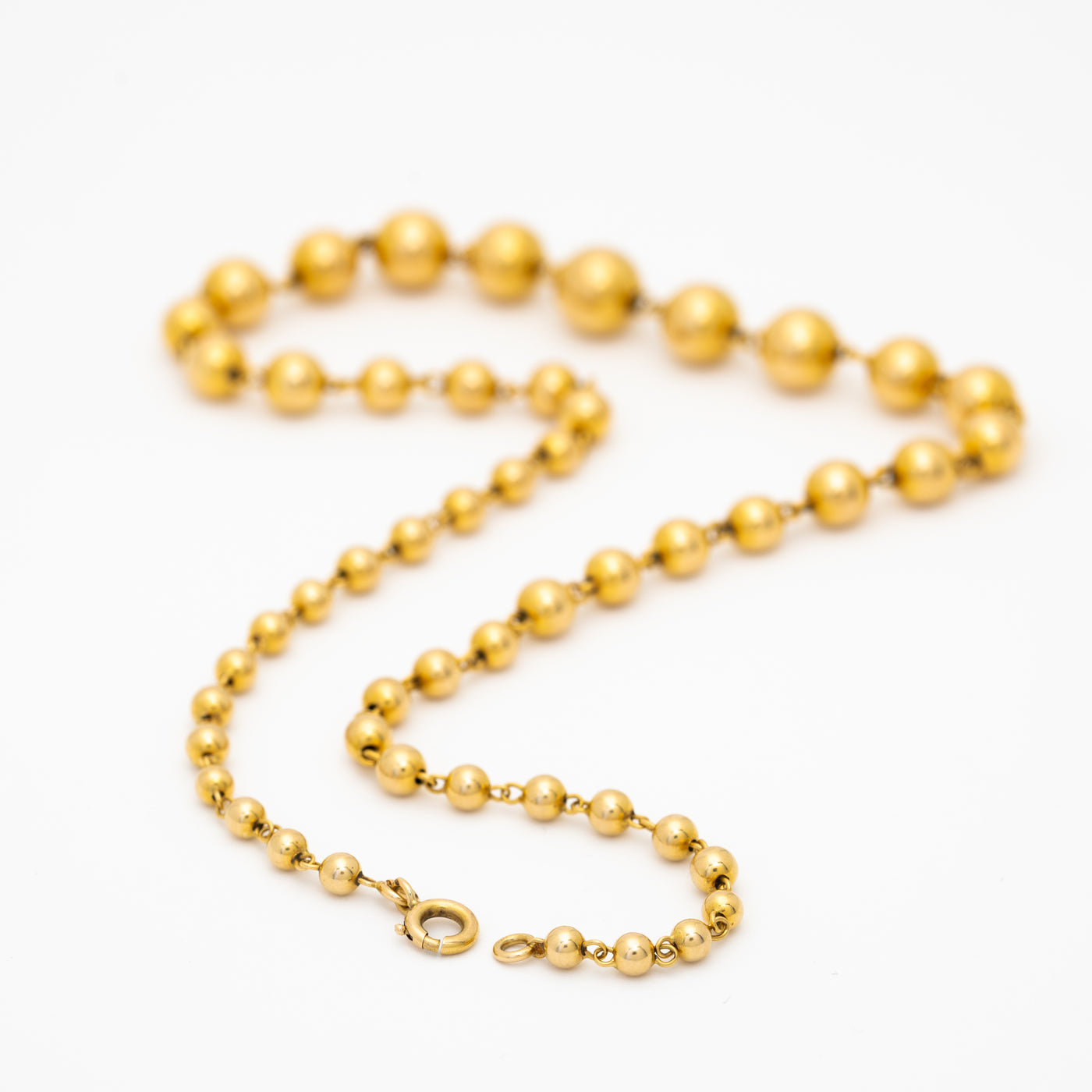 RETRO FRENCH 18K GOLD BALL CHAIN NECKLACE