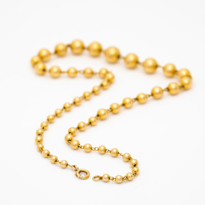 RETRO FRENCH 18K GOLD BALL CHAIN NECKLACE
