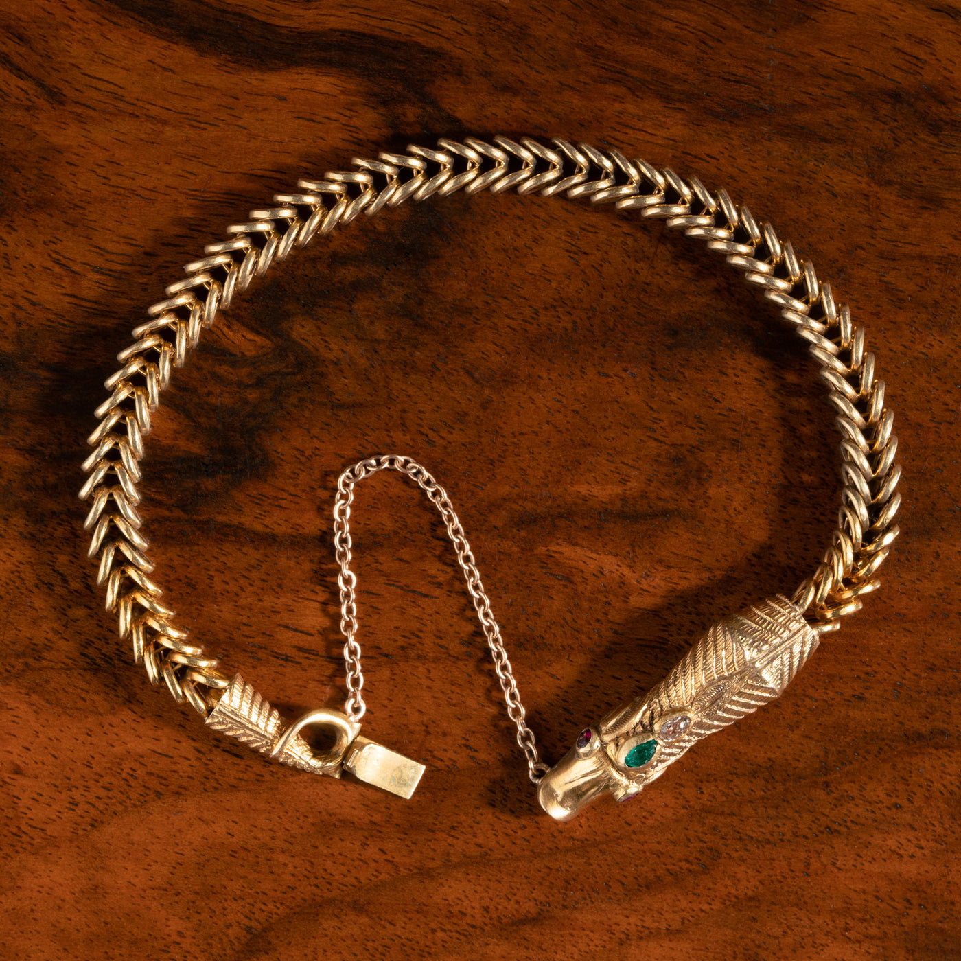 GEORGIAN 18 KARAT EMERALD RUBIES and DIAMOND SNAKE BRACELET c.1820s
