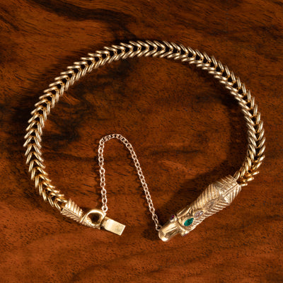 GEORGIAN 18 KARAT EMERALD RUBIES and DIAMOND SNAKE BRACELET c.1820s
