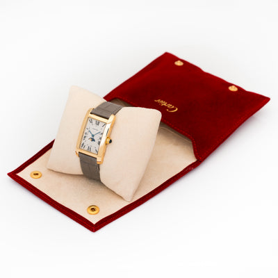CARTIER 18K YELLOW GOLD TANK AMERICAINE MOON PHASE MODEL 819908