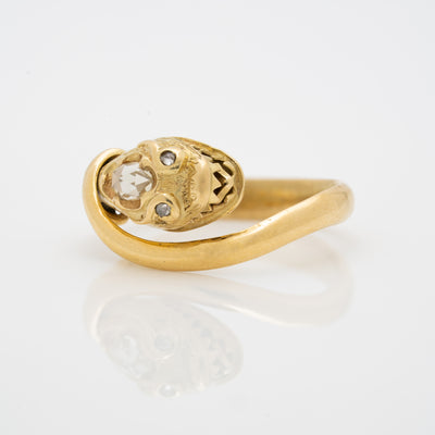 VICTORIAN 18K YELLOW GOLD AND 0.60CTS ROSE CUT DIAMOND RING c.1850s