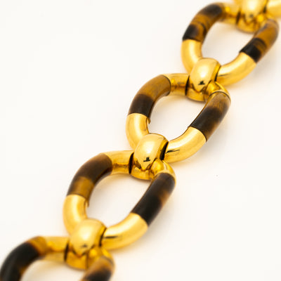 VINTAGE 18K YELLOW GOLD AND TIGERS EYE BRACELET c.1980s