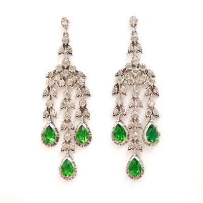 GIRANDOLE GREEN CHANDELIER EARRINGS c.1880s