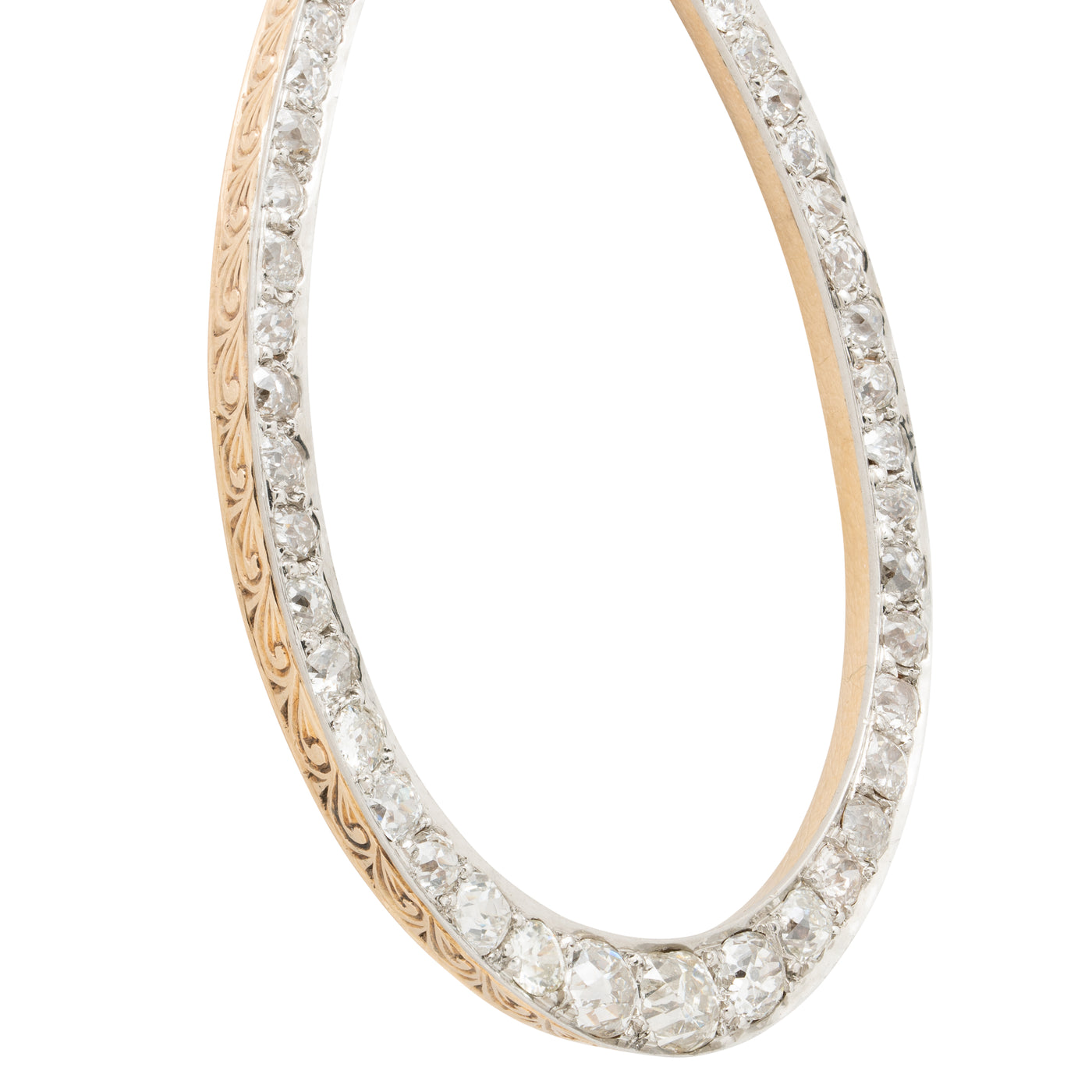 VICTORIAN 15K YELLOW GOLD AND PLATINUM DIAMOND HORSESHOE NECKLACE c.1880s
