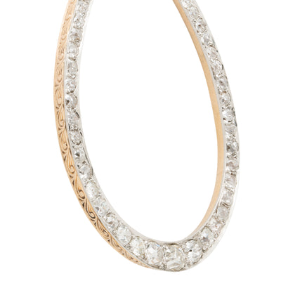 VICTORIAN 15K YELLOW GOLD AND PLATINUM DIAMOND HORSESHOE NECKLACE c.1880s