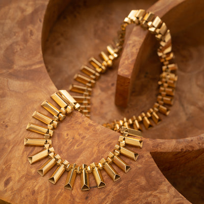 RETRO UNIQUE GOLD NECKLACE c.1940s