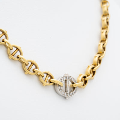 CARTIER 18K YELLOW, WHITE GOLD AND DIAMOND MARINE LINK SHORT COLLAR c.1970s