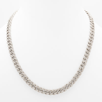 HANS D KRIEGER 18 KARAT WHITE GOLD AND 7 CARAT PAVE DIAMOND CURB CHAIN c.1990s