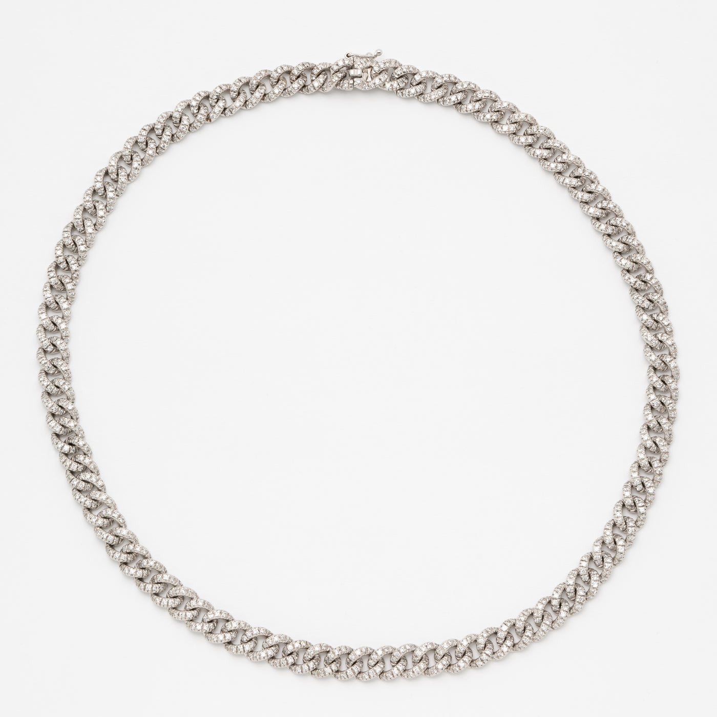 HANS D KRIEGER 18 KARAT WHITE GOLD AND 7 CARAT PAVE DIAMOND CURB CHAIN c.1990s