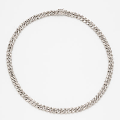 HANS D KRIEGER 18 KARAT WHITE GOLD AND 7 CARAT PAVE DIAMOND CURB CHAIN c.1990s