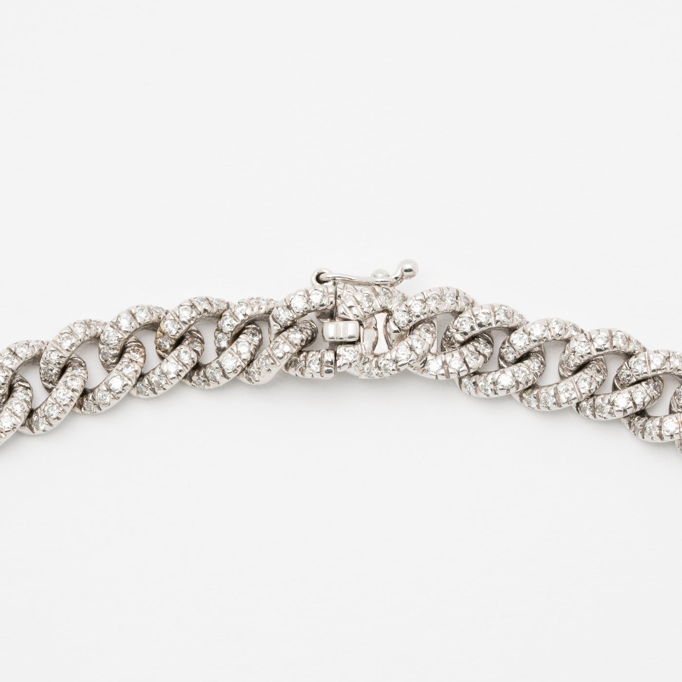 HANS D KRIEGER 18 KARAT WHITE GOLD AND 7 CARAT PAVE DIAMOND CURB CHAIN c.1990s