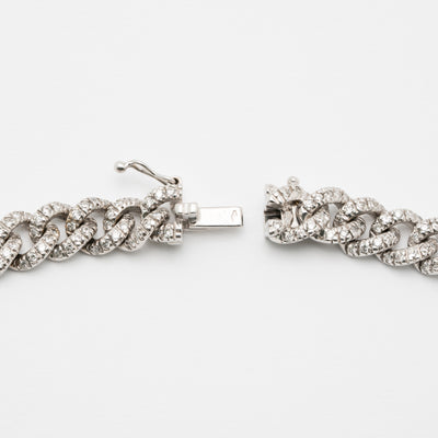 HANS D KRIEGER 18 KARAT WHITE GOLD AND 7 CARAT PAVE DIAMOND CURB CHAIN c.1990s
