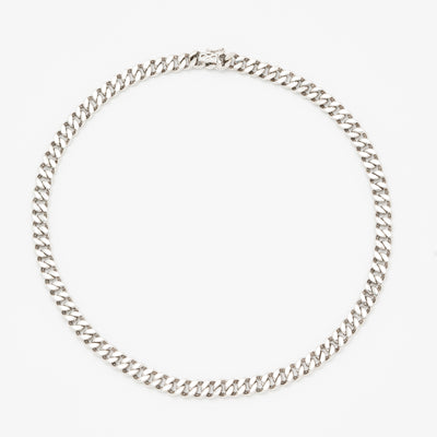 HANS D KRIEGER 18 KARAT WHITE GOLD AND 7 CARAT PAVE DIAMOND CURB CHAIN c.1990s