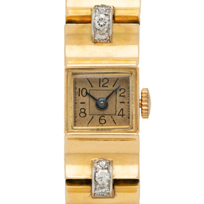 VAN CLEEF & ARPELS 18K YELLOW GOLD AND 3.0CTS DIAMOND TIMEPIECE c.1940s