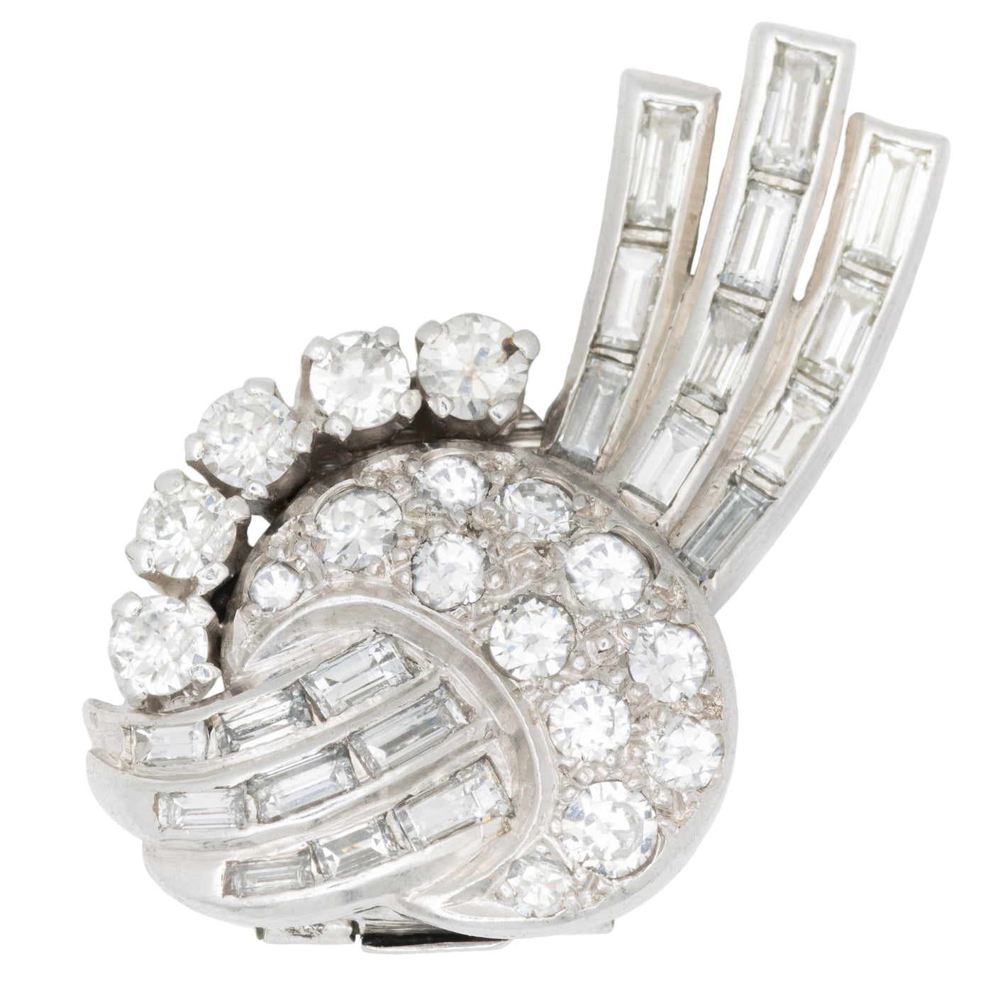 ART DECO PLATINUM 5.0CTS MIXED CUT DIAMOND COMET EARRINGS c.1920s