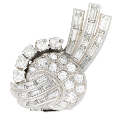 ART DECO PLATINUM 5.0CTS MIXED CUT DIAMOND COMET EARRINGS c.1920s