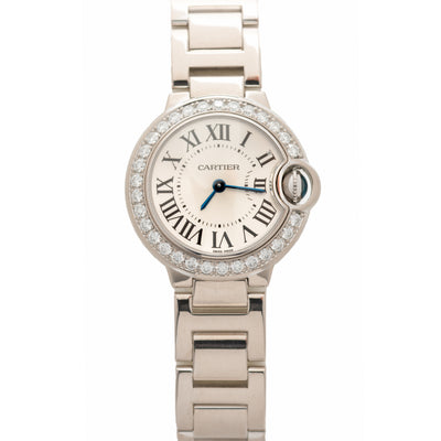 CARTIER 18K WHITE GOLD AND DIAMOND BALLON BLEU MODEL WE9003Z3