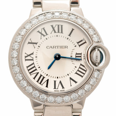 CARTIER 18K WHITE GOLD AND DIAMOND BALLON BLEU MODEL WE9003Z3