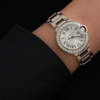 CARTIER 18K WHITE GOLD AND DIAMOND BALLON BLEU MODEL WE9003Z3