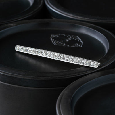 ART DECO FRENCH 18K YELLOW GOLD, PLATINUM AND 3 CARATS DIAMOND THIN DIAMOND BROOCH c.1930s